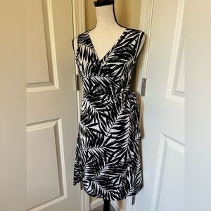 Everly Grey Black and White wrap V-Neck Midi Sundress